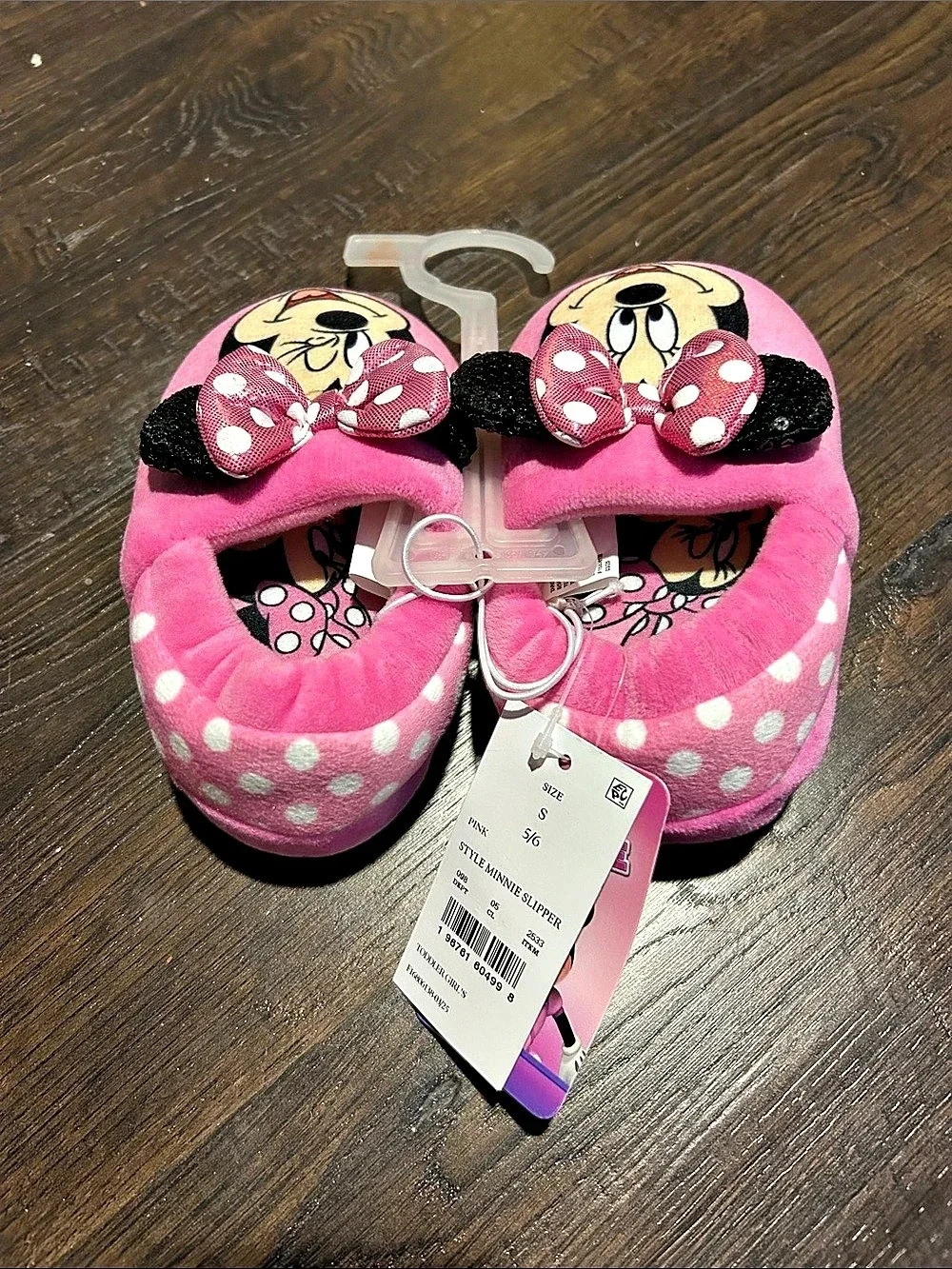 Disney Minnie Mouse Slipper Pink & Black Girls 5/6 NWT